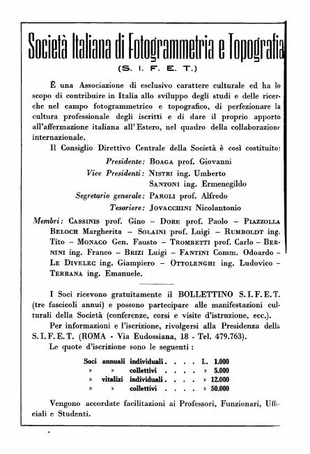 Copertina articolo #1 Bollettino SIFET ANNO: 1959 n.2